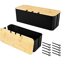 Scatola Nascondi Cavi In Bambù Otauoaea - Set Da 2 Per Organizzare Cablaggi - Foto 7