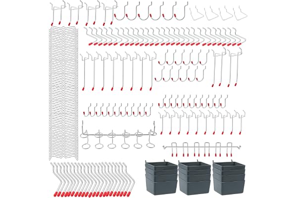 Faankiton 230 Pièces Assortiment de Crochets pour Panneaux Perforés avec Bacs/Paniers/Accessoires pour les Outils d'Organisation