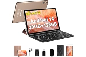 Biegedy Tablet 10" Android 14 Octa-Core,20 GB RAM+128 GB ROM (TF 512 GB),5G WIFI 6丨6000mAh丨5MP+8MP丨Bluetooth5.0丨1280 * 800, Tablet with Klawiatura Mysz Złoto