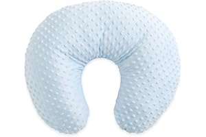 Duffi Baby - Cojin Lactancia Bebe Recien Nacido Topitos. Almohada para Mama Embarazada. Funda 100% Poliestes Súper Suave. Relleno Fibra Hueca. Diseño Topos Relieve. Color Azul. 4107-12