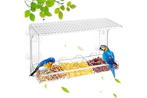 HGRGHH Grande Mangiatoia da Finestra per Uccelli, Mangiatoia per Uccelli Trasparente e Rimovibile con 3 Celle, per Piccoli Uccelli Selvatici, 28x10x15cm (LxLxH)