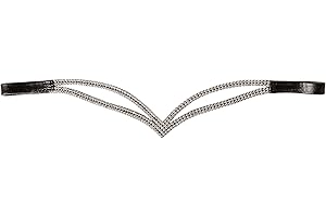 Cwell Equine V split Clear Crystal Browband Choice of 4 sizes BLACK
