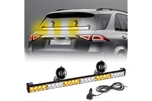 ROUTEKING Lumières stroboscopiques LED d'urgence de 27 pouces, 24 LED, feux clignotants d'avertissement pour camions, guide de circulation, barre lumineuse de sécurité pour pare-brise (ambre/blanc)