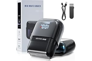 Yeerain Mini Afeitadora Electrica para Hombres con Pantalla LED, Impermeable IPX7, Portátil Silenciosa y Lavable