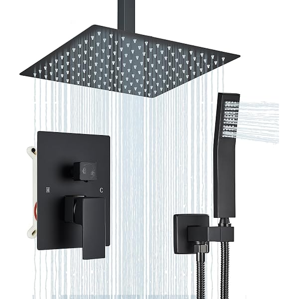 Matte Black Shower System - 2 Handle Shower Faucet With 5 Mode Rainfall Shower Head