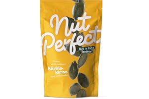‎NUT PERFECT BUT A BITE BETTER! Nut Perfect | Kürbiskerne | geschält und schonend getrocknet | ungesalzen | aromatisch nussig im Geschmack | Anbau in Norddeutschland | 100g