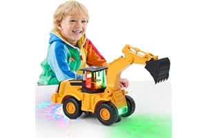 KIZMYEE Jouet Pelleteuse, Conduite avec Son et Lumière, Véhicules de Chantier pour Enfants, une Voiture, Plusieurs Morceaux de Musique, Cadeaux d'anniversaire de Noël pour Garçons et Filles à Partir de 3 an
