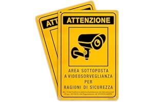 GOODVIA Cartelli Area Videosorvegliata Alluminio 20x30cm (A4) 2pz Adesivi per Casa negozio e Proprietà Privata Cartelli Sicurezza