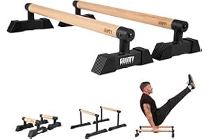Gravity Fitness Long Parallettes Bars with Hybrid Wooden Handles, Stable for Calisthenics, CrossFit, Gymnastics, Bodyweight Training, and Lightweight for Home or Commercial Gym Workouts