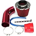 Alsaffan 3 Inch Universal Cold Air Intake Filter Kit with Stainless Steel Filter and Aluminum Alloy Pipe, Automotive Air Filter Induction Flow Hose Pipe Kit 64-76mm