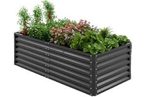 Amopatio Orto Rialzato in Acciaio Zincato per Giardino Esterno, Fioriera da Esterno 970L, Ortaggi, Erbe e Fiori, Cassone Orto Grande, 180x90x60 cm, Nero