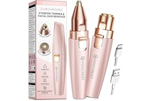VG VOGCREST Rasoio viso per sopracciglia: 2 in 1 ricaricabile per la rimozione dei peli del viso e delle sopracciglia, rasoio per viso, labbra, corpo, indolore, con luce LED integrata (PINK)