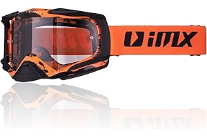 IMX RACING DUST Gafas de Moto | Ahumado Oscuro y Visera Transparente Incluidos | Lente Antivaho y Antirrayas | Protección de Nariz | Correa con Estampado de Silicona | Espuma de Tres Capas