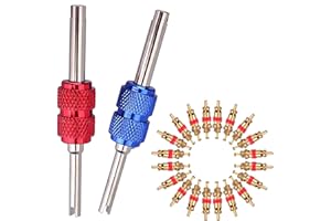 Demason Valvola per Pneumatici Valve Core Remover (2Pz), Nucleo Valvola Pneumatici (20Pz), Valvola Tubeless, Strumento per Auto Moto Biciclette Moto Batteria Auto