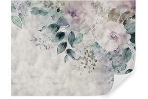 TAPEKO Papier Peint Panoramique Elégant Fleur 310x210 cm Coin de Fleur en style Aquarelle Papier Peint intissé pour Chambre Salon Décoration Murale u93940
