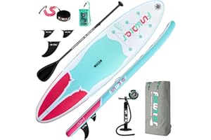 ‎FUNWATER FunWater Aufblasbares Stand Up Paddle Board Surfbrett SUP Komplettes Paddleboard Zubehör Verstellbares Paddel, Pumpe, ISUP Reiserucksack, Leine, wasserdichte Tasche, Erwachsene Paddelboard