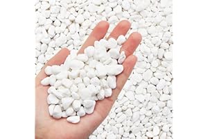 Aleker Grava blanca para acuario, guijarros decorativos naturales, mini mezclados, piedras de roca de río, grava para macetas, relleno de jarrones, paisajismo, hogar y jardín (1.2 cm, 2 libras)