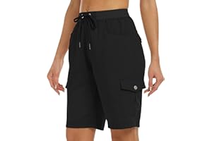JINSHI Pantalones Cortos Cargo Mujer Shorts Ligero Verano Pantalón de Cintura Alta Deportivo para Senderismo Trekking con Múltiples Bolsillos