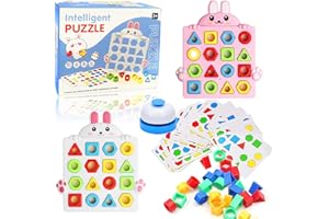 Jastown Gioco di Corrispondenza di Forma Geometrica,Geometric Shape Matching Game，Colore Forma Abbinamento Gioco，Color Shape Puzzle Board,Montessori Puzzle apprendimento-per 3 4 5 6 Anni Bambini