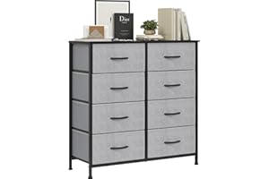 Farini 8 Drawers Dresser for Bedroom, Fabric Drawers Chest Tower with Durable Steel Frame, MDF Top and Adjustable Feet for Bedroom & Home Organization