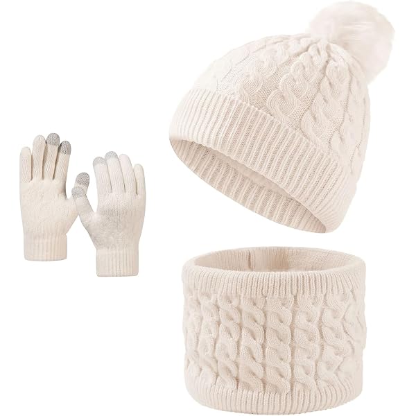 Ensemble Bonnet Et Écharpe Enfant Hiver TAGVO - Polaire Thermique Tricoté 1,5-5 Ans