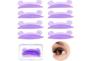 FANTASYON 8 Pièces S/M//L/XL 4 Tailles Super Collant Pads Rehaussement de Cils,Silicone Eyelash Shield Pads,Réutilisables Lash Lift Shields Pads,Coussin Rehaussement de Cils,Doux et confortable (Violet)