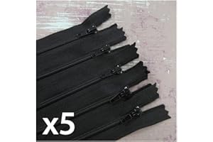 BEADS4CRAFTS 5 Pack x Closed END No.3 Nylon ZIPS *24 Colours* Zipper Sewing (Black x 5 (3220), 6 Inch)