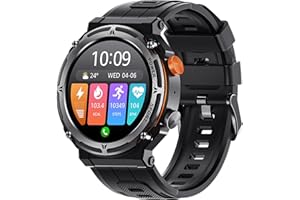 FINDTIME Military Smart Watches for Men Waterproof Swimming Watch Heart Rate Monitor Blood Oxygen Bluetooth Call Watch Pedometer Step Counter Sleep Tracker Sport Outdoor Smart Watches for Android iOS Phones