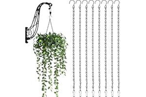 POPAPIE 8 pezzi Catena per Appendere di Fioriere,Catena Appesa Gancio,Catene Sospese in Metallo Nero da 50cm per Cesto Appesa Mangiatoie Uccelli Lanterne Campanelli Eolici e Ornamenti