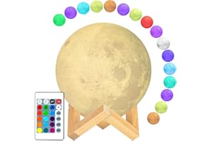 Guteauto Moon Lamp Night Light, 16 Colors LED 5.9 Inch Touch & Remote Control & USB Rechargeable 3D Moon Light for Kids, Baby Birthday Gift