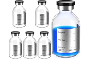 Biomed Solutions Flacone sterile vuoto sigillato con tappo in gomma butilica e chiusura a scatto, tubo in vetro borosilicato tipo 1, confezionato singolarmente (30 ml, 8 pezzi)