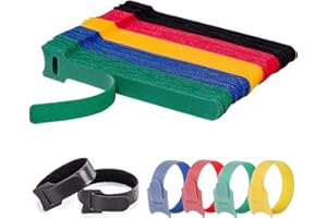 EHIOG 100 SZTUK Kabel, Zaciski kablowe, Drut Wielokrotnego Użytku Krawaty Pasek Kabel, Regulowany Kable Z Nylonowym Hakiem i Pętlą Do Domu i Biura 1.2x15 cm, Kolorowy