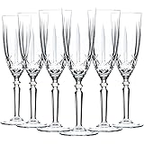 RCR Crystal Orchestra Cut Glass Champagne Flutes Glasses Set - 200ml - Pack of 6