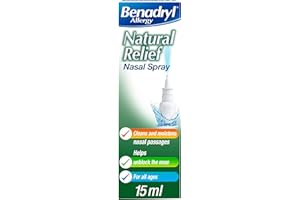 Benadryl Allergy Natural Relief Nasal Spray (1 x 15ml), Helps Clear Allergens from the Nose, Cleans and Moistens Nasal Passage, Natural Congestion Relief, Free from Preservatives