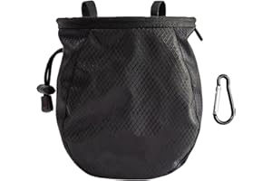 JTMKYO 1 sac à craie d'escalade noir avec 1 boucle en métal noire, équipement d'escalade, sac à craie réglable, sac à poudre multifonction adapté pour le fitness et la gymnastique