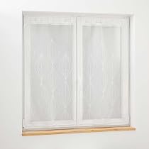 Voilages à Passants Douceur D'Intérieur 2x60x90cm | Voile Sablé Brodé Blanc | Décoration Fenêtre