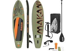 ECD Germany Stand Up Surf Paddle Board Gonflable 305/308/320/380 cm | PVC | jusqu'à 120/150 kg | Épaisseur 10/15 cm | Planche de Surf Pagaie Sac de Transport Pompe à Air | Diverses Couleurs Modèles