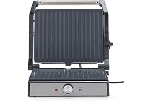 Salter Large Health Grill – Electric Panini Maker, Sandwich Toaster, Non-Stick Ceramic Plates, Opens Flat (180°) for Extra Cooking Space, PFAS-Free, Drip Tray, Adjustable Temperature, 2000W, EK5857SSC