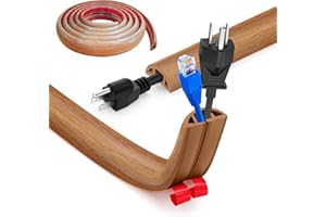Bocguy Cache Cable Sol, Petit Canal de câble Flexible,3.0M x 3cm Goulotte Passe Cable Sol Silicone, Cache Fil Électrique Sol Auto-Adhésif Facile à Couper Montage pour Tous Les Câbles (Grain Bois)