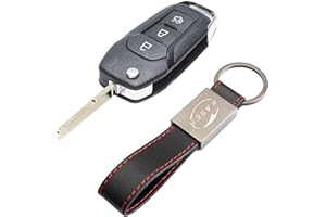 KASER Cover Guscio Chiave Telecomando compatibile per Ford S-MAX Galaxy Mondeo MK2 MK7 Explorer Ranger Scocca a 3 Tasti con Portachiavi in Pelle HU101 Lama