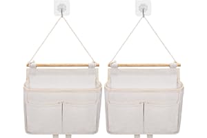 JEESBLSY Borsa Portaoggetti da Parete, 2PCS Tasche Organizzatore da Appendere Borse la Porta, Porta Organizer Appeso Tasca in Tessuto di Lino e Cotone Impermeabile per Camera Cucina Bagno Dormitorio (Beige)
