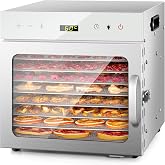 Kwasyo 8 Trays Food Dehydrator, Recipes Adjustable Temperature 30-90&deg;C, Complete Stainless Steel, 24 Hour Timer, Fruit Dehydr
