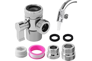 EDDRFY Faucet Diverter Valve with Aerator, Universal 3 Way Sink Faucet Adapter with M22 M24 G1/2 Adapters, Kitchen Bathroom Tap Splitter, Easy Install Faucets Diverter Valve for Sprayer and Shower