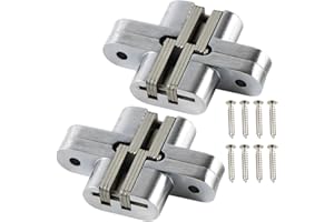 UOOOM 1 para niewidocznych zawiasy ze stali nierdzewnej metal wytrzymały ukryty zawias krzyżowy 180 stopni do drzwi składanych (52-C)