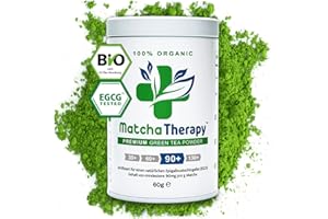 ‎MATCHATHERAPY Matcha Tee - BIO Ceremonial Matcha Pulver - Grüntee aus Japan – EGCG 90+ | Labor geprüft: Mindestens 90mg/g natürliche EGCG Antioxidantien – Erste Ernte – Unterstützt Immunsystem & Energie | 60g