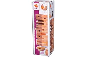 Eichhorn 100002466 Stacking Game, Skill Game for the Whole Family, Balance Tower Made of Untreated Wood, Wobble Tower 54 Pieces, Suitable from 5 Years