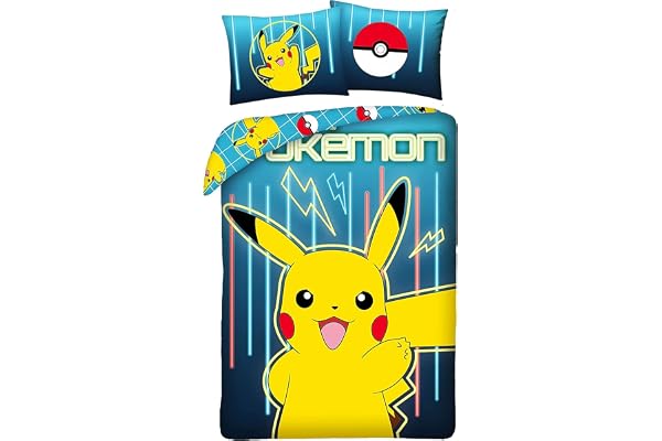 Halantex Pokemon Picachu POK182 Sängkläder, Flerfärgad, 140 x 200 cm