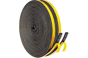 GUKOY Samoprzylepna taśma uszczelniająca, 6 mm (szer.) x 3 mm (średnica)/20 m (dł.) do drzwi, okien, taśma piankowa, uszczelka do drzwi, okien, uszczelka gumowa do uszczelki kolizji, izolacja akustyczna (czarna)