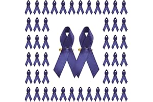 CRAFFANCY Lot de 100 épingles à nourrice en Ruban de Satin Bleu foncé pour Sensibilisation au Cancer Rectal et aux maltraitances des Enfants avec épingle à nourrice