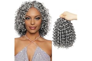 BECUS Gogo Curl Crochet Braids de Cheveux au Crochet Bohemian pour Femmes Noires Extensions de Cheveux Synthétiques Ondulés pour Plage 5 Paquets(Gris)